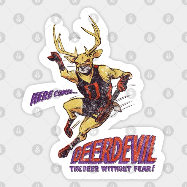 Deerdevil - retro Sticker by ThirteenthFloor